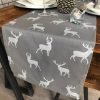 Grey and silver stag Christmas table runner